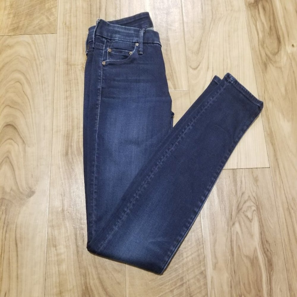 Mother Skinny Looker Jeans 24 Low Rise Stretchy Dark Wash Blue Denim 24.5 x 30